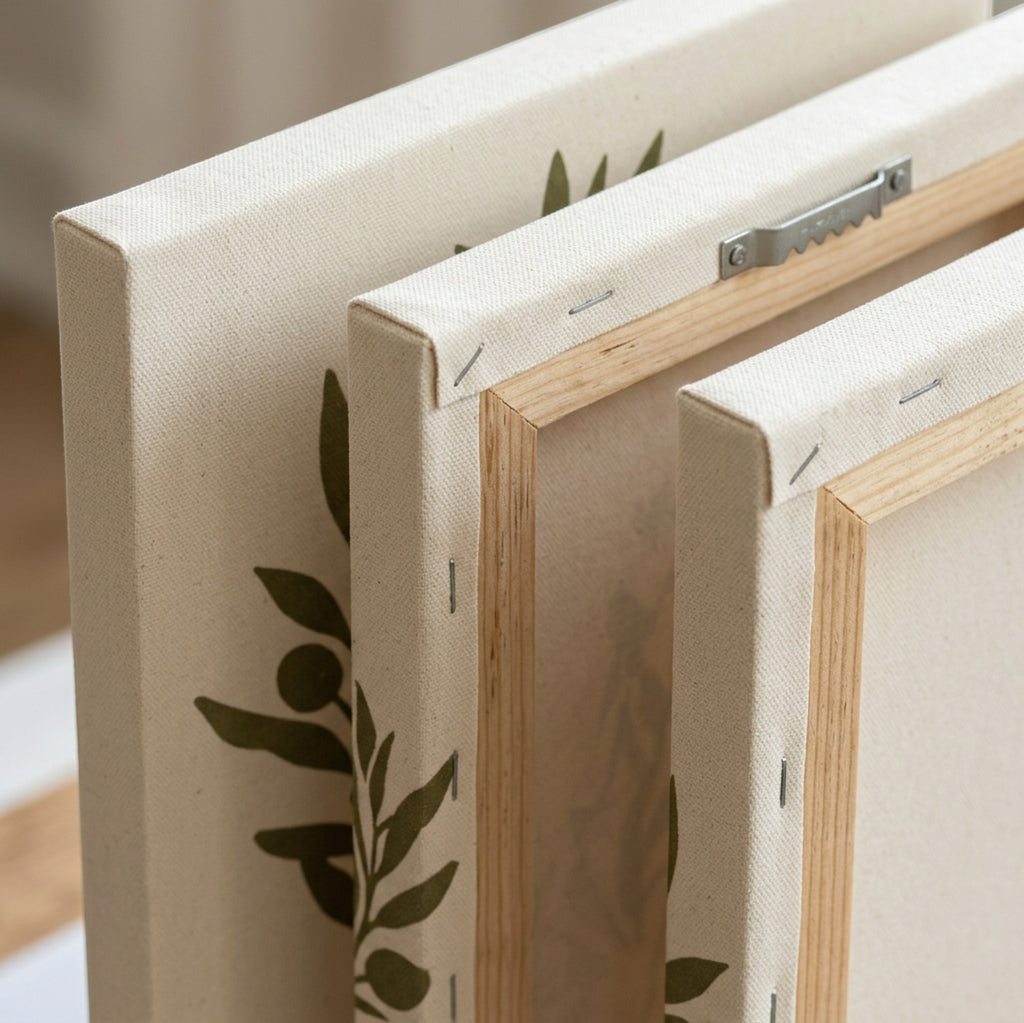 Gavlu Botanical Silhouette Triptych Canvas Set Olive - Detail view
