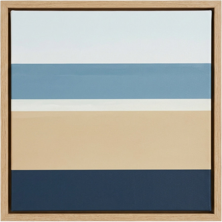Gavlu Coastal Horizon Floating Frame Canvas Sand Navy